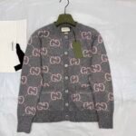 Gucci Gg Monogram Knit Cardigan In Grey With Pink 772886 Xkb3V 1124 - Image 2
