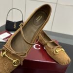 Gucci Women’s Horsebit Ballet Flat Brown 814413 Aaeen 2808 - Image 4