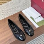 Gucci Women Ballet Flat With Double G Black Leather ‎835805 Bnc80 1000 - Image 2