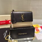 Saint Laurent Sunset Medium Chain Bag In Smooth Leather Bag Beige Black 22Cm 442906D42Ew1089 - Image 2