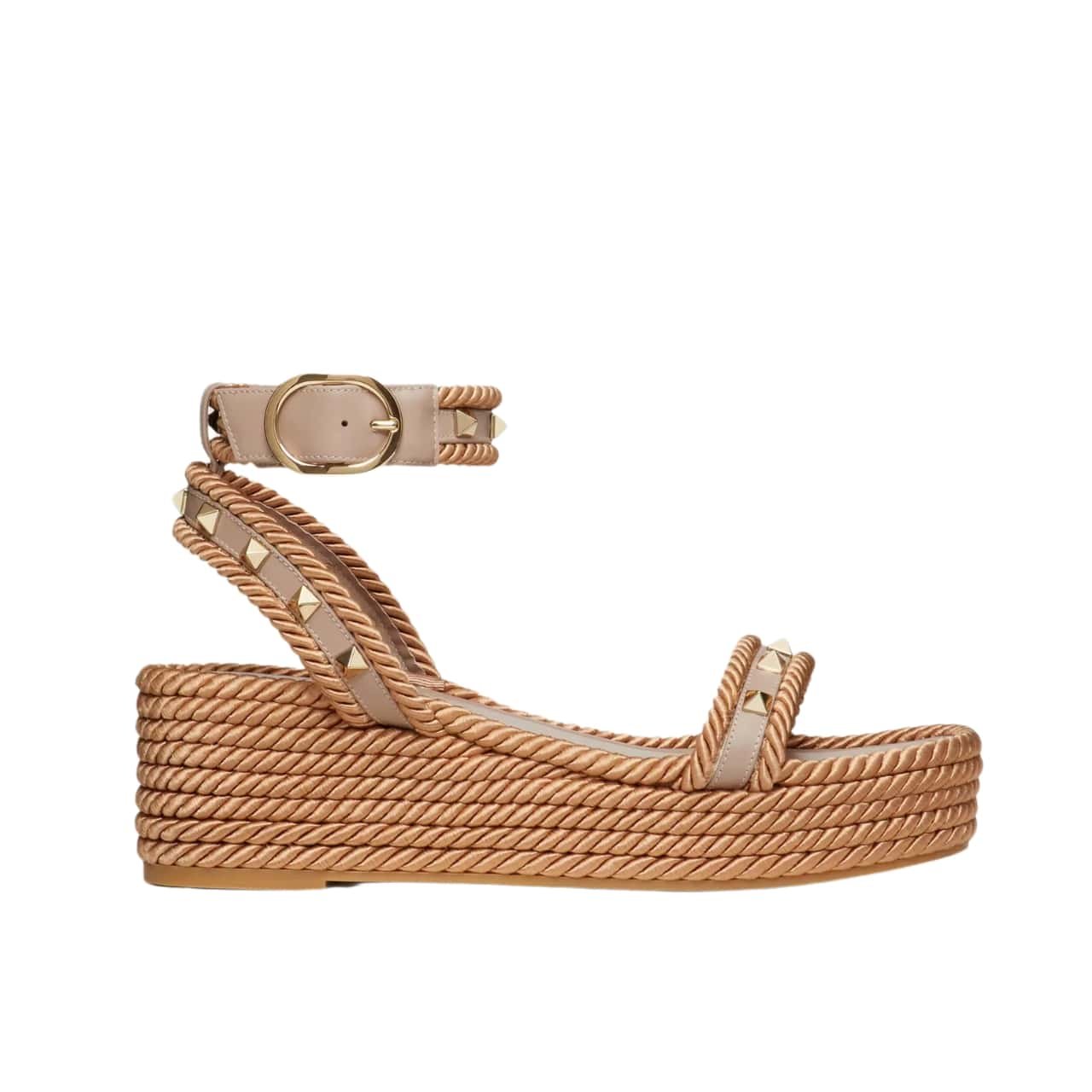 122-10 Valentino Rockstud Flatform Sandal In Calfskin Beige 2W2S0Gi3Baep45 - Image 1