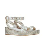 Valentino Rockstud Flatform Sandal White