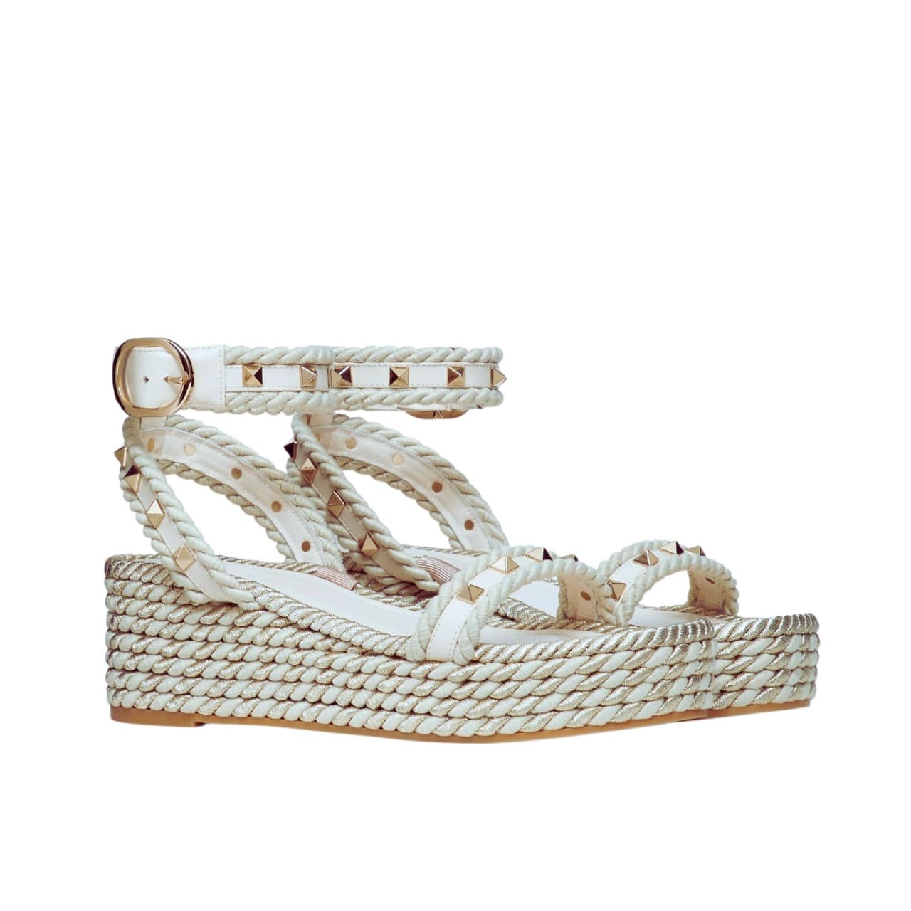 123-10 Valentino Rockstud Flatform Sandal White - Image 1