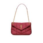 Saint Laurent Puffer Small In Leather Gold Hardware Red 29Cm