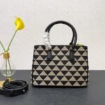 [Super Vip 1:1] Prada Galleria Medium Symbole Embroidered Fabric Bag Black And Beige 28Cm 1Ba863 2Fkl F0Y30 V Ooo - Image 3