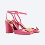 Valentino One Stud Pump In Patent Leather 90Mm Pink Xw2S0Dt4Laf
