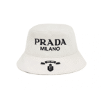 Prada Embroidered Logo Bucket Hat In White