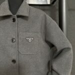 Prada Single Breasted Cashgora Coat Gray - Image 5