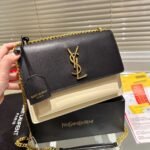Saint Laurent Sunset Medium Chain Bag In Smooth Leather Bag Beige Black 22Cm 442906D42Ew1089 - Image 3