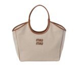 Miumiu Ivy Tote Bag Beige And Brandy 38Cm