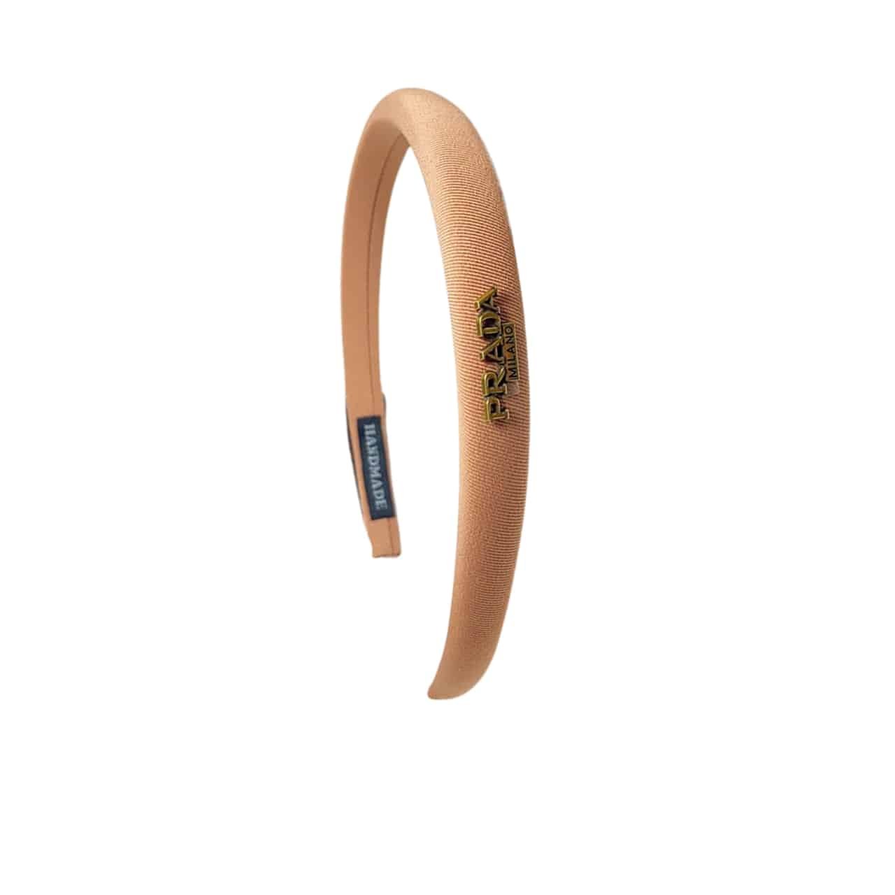 151-4-2 Prada Small Prada Milano Headband With Gold Hardware In Light Brown - Image 1