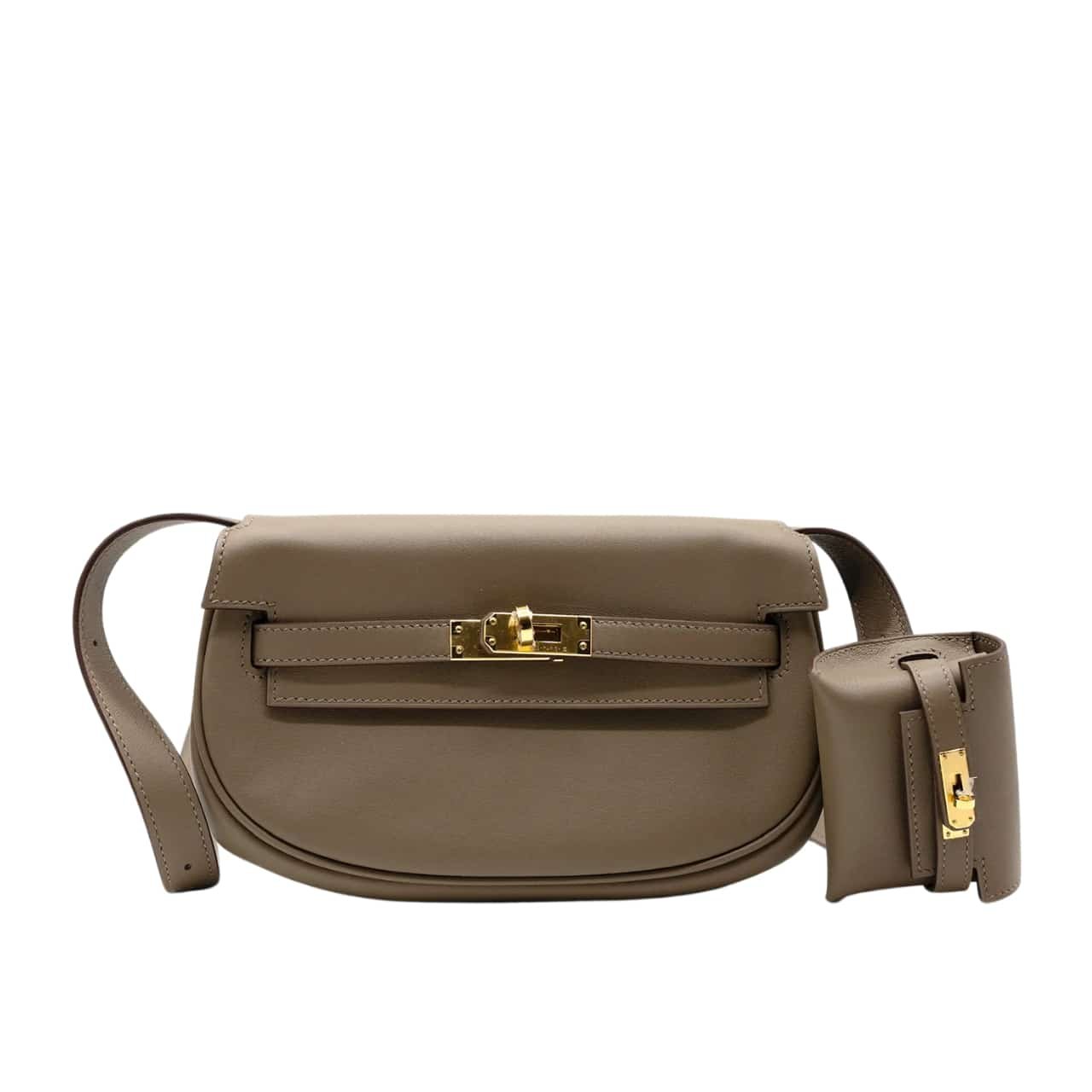 151-4 Hermes Kelly Moove Swift Gold Hardware Etoupe 17Cm - Image 1