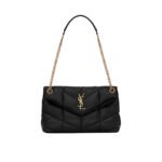 Saint Laurent Puffer Small In Nappa Leather Gold Black 29Cm 5774761El071000