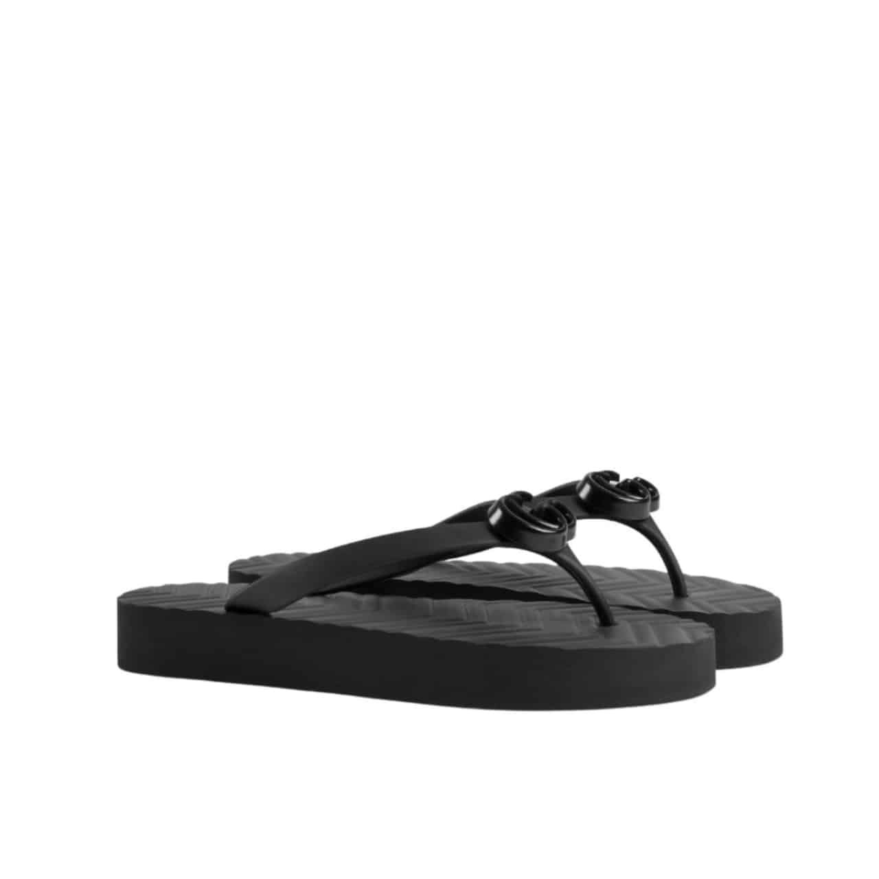 17-11 Gucci Women’S Chevron Thong Black 655463 J8710 1000 - Image 1