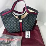 Gucci Giglio Small Tote Bag Blue And White GG Denim 25Cm 860845 FAFRW 8864 - Image 4