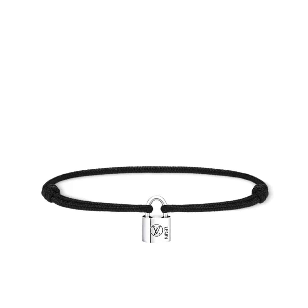181-3-2 Louis Vuitton Silver Lockit Bracelet Black Q05942 - Image 1
