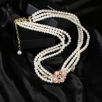 Chanel Double Strand Pearl Belt with Coral Floral Charm - Image 5