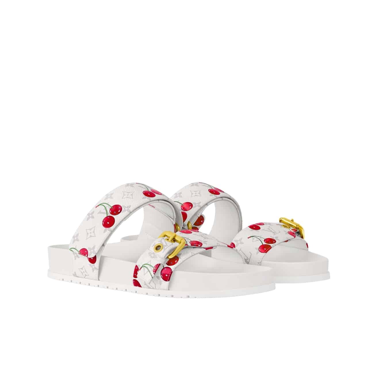 212-8 Louis Vuitton X Takashi Murakami Bom Dia Flat Comfort Mule White 1Ahlz7 - Image 1