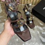 Saint Laurent Cassandra Wedges In Smooth Leather Dark Brown 821090Dwedd2023 - Image 4