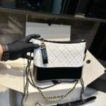 Chanel Gabrielle Small Hobo Bag Smooth Gold Silver Tone Black White 20Cm - Image 2