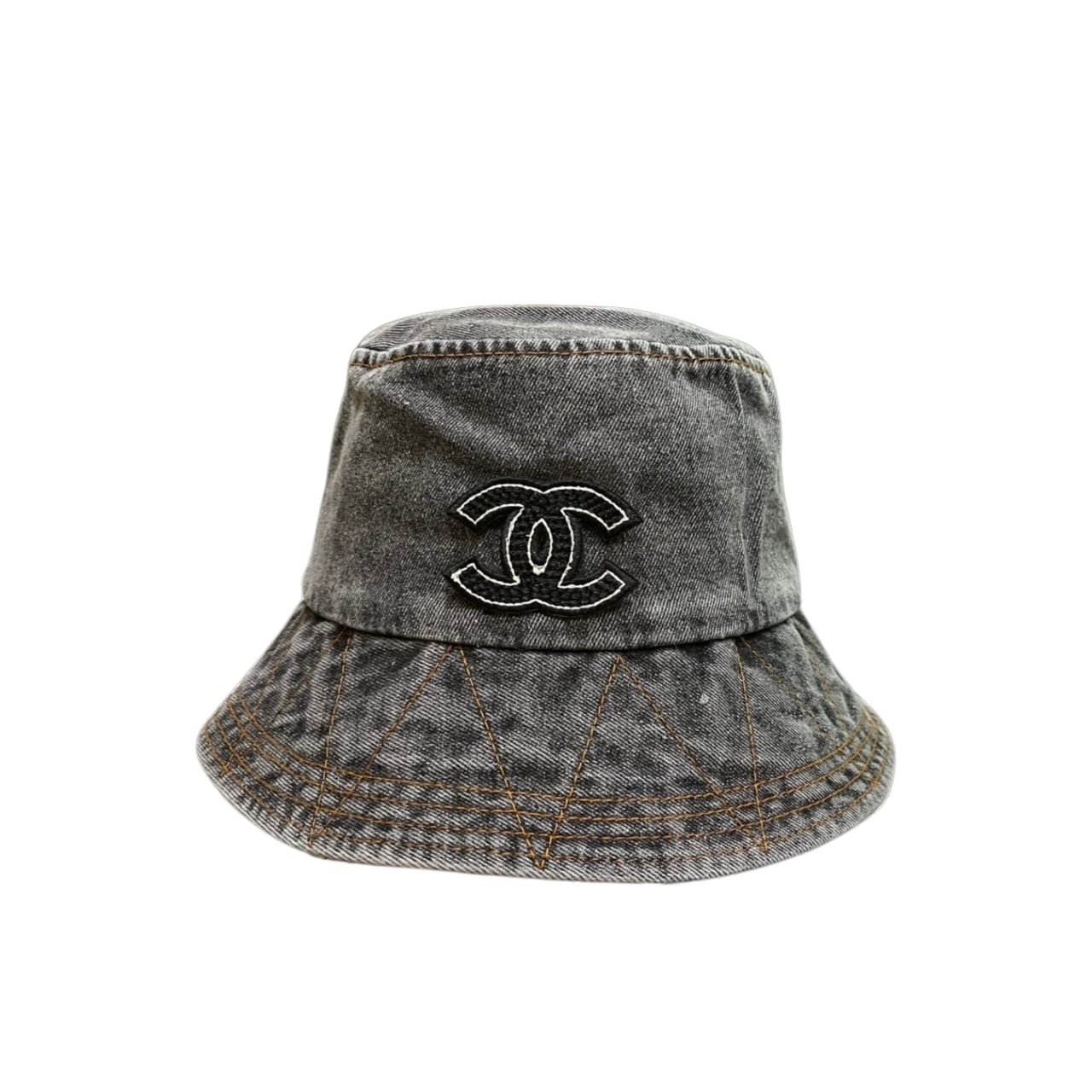 236-5-2 Chanel Cc Denim Bucket Hat Black - Image 1