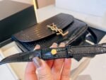 Saint Laurent Kaia Medidum Embossed Leather Black Gold Bag 23Cm - Image 3