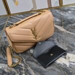 Saint Laurent Medium Loulou Quilted Shoulder Bag Camel Brown 24Cm - Image 3