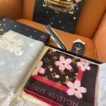 Louis Vuitton X Takashi Murakami Monogram Cherry Blossom Square Sakura Brown 90Cm M96102 - Image 3