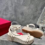Valentino Rockstud Flatform Sandal White - Image 4