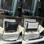 Chanel Gabrielle Small Hobo Bag Smooth Gold Silver Tone Black White 20Cm - Image 8