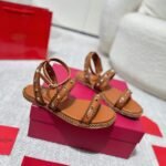 Valentino Garavani Rockstud Torchon Leather Sandal Brown 6W2S0Kw8Bae N58 - Image 2