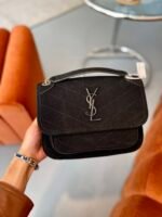 Saint Laurent Niki Medium Quilted Suede Shoulder Bag Black - Image 8