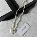 Gucci Interlocking G Heart Necklace In Palladium Tone Metal - Image 3