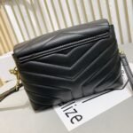 Saint Laurent Loulou Toy Strap Bag In Quilted Leather Black 20Cm 678401Dv7071000 - Image 7