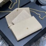 Saint Laurent Uptown Chain Wallet In Grain De Poudre Embossed Leather Blanc Vintage 19Cm 6077881Gf0J9207 - Image 5