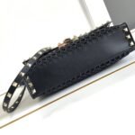 Valentino Garavani Rockstud Small Raffia Shoulder Bag Black 22Cm - Image 4