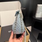 Chanel Hobo Bag Shiny Silver Metal Light Blue 20Cm - Image 5