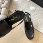 Chanel Interlocking Cc Logo Slingback Flats Black - Image 9