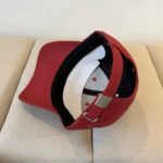 Gucci Embroidered Cotton Baseball Cap Red - Image 5
