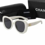 Summer Set: Chanel Classic Double Flap Bag White Silver Hardware And Square Sunglasses Tweed Accent In White - Image 6