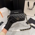 Chanel Phone Holder with Chain Aged Leather Black 18Cm AP3570 B14306 94305 - Image 2