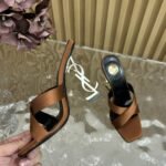 Saint Laurent Opyum Mules In Satin Crepe Manioc Brown 8189319Qab12215 - Image 3