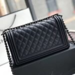 Chanel Boy Medium Handbag Silver Hardware Black 25Cm A67086 Y09953 94305 - Image 3