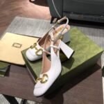 Gucci Women’S Mid Heel Slingback With Horsebit White ‎643892 C9D00 9022 - Image 7