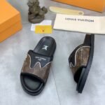 Louis Vuitton Velcro Slippers Lock Edge Brown - Image 5