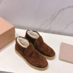 Miumiu Suede And Shearling Slip On Booties Cocoa Brown 5T558E 054 F0324 F D020 - Image 3