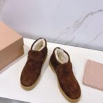 Miumiu Suede And Shearling Slip On Booties Cocoa Brown 5T558E 054 F0324 F D020 - Image 5