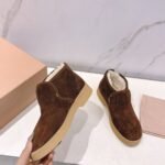 Miumiu Suede And Shearling Slip On Booties Cocoa Brown 5T558E 054 F0324 F D020 - Image 6