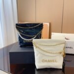 Chanel 22 Mini Handbag Shiny Crystal Pearls Gold Tone Metal Black 22Cm As3980 B10672 94305 - Image 6