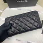 Chanel Boy Long Zipped Wallet Silver Hardware Black 19Cm - Image 3